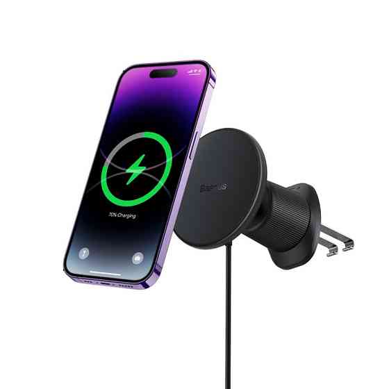 Автотримач для телефона з БЗП Baseus CW01 Magnetic Wireless Charging Car Mount Air Vent Version 15W Cluster Одеса