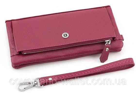 Бордовий жіночий гаманець клатч з натуральної шкіри Boston Київ