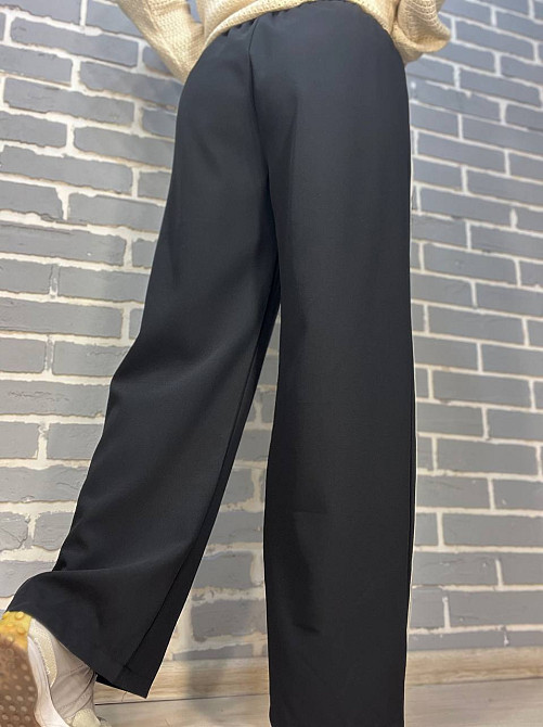 Брюки жіночі A-N 2752 спортшик палаццо лампас талія на резинці чорні, чорний, S Київ - фото 7