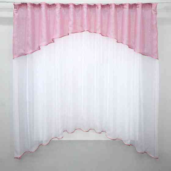 Кухонная занавеска VR-Textil № 00к розовый с белым 270х170 см (59-782) Киев