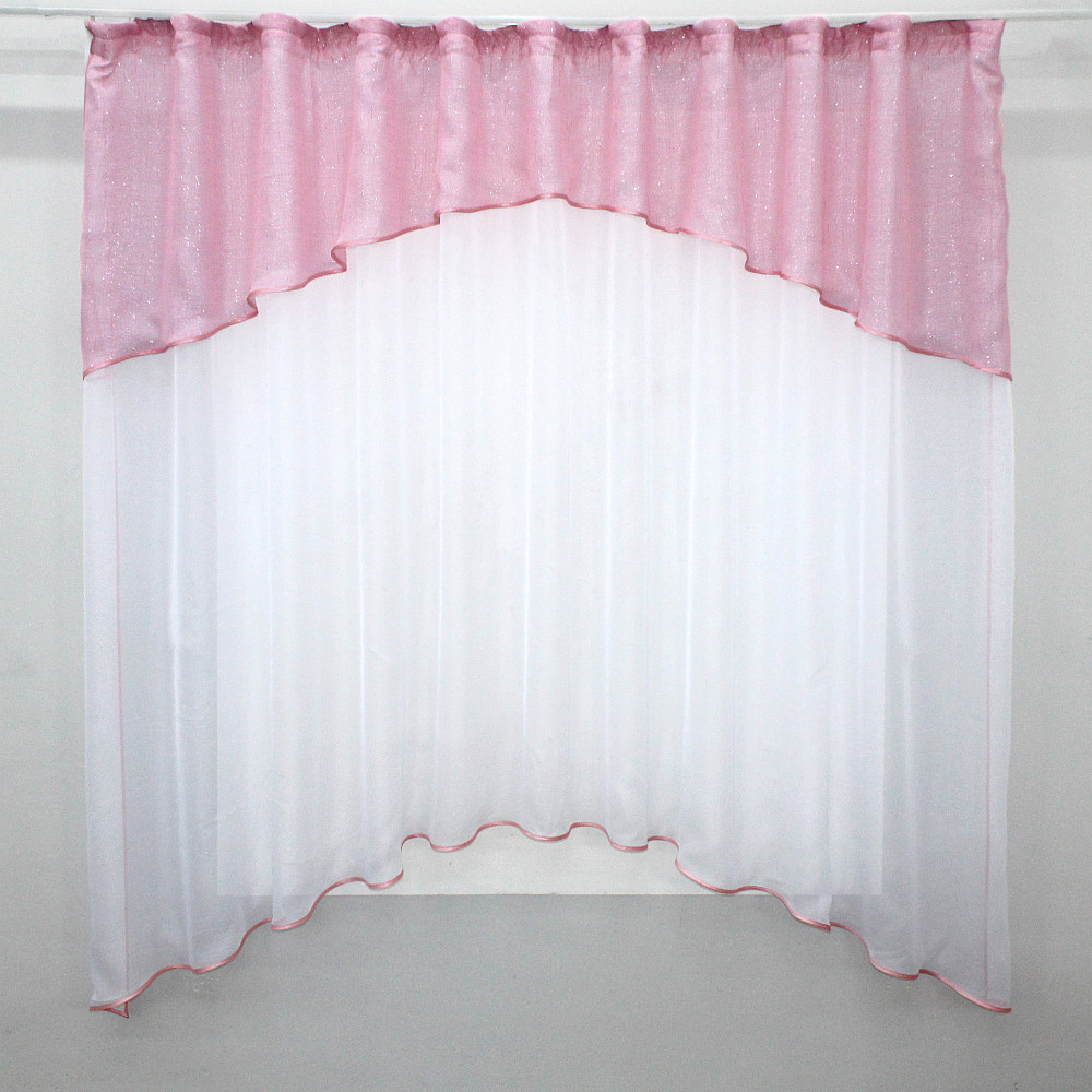 Кухонная занавеска VR-Textil № 00к розовый с белым 270х170 см (59-782) Киев - изображение 1