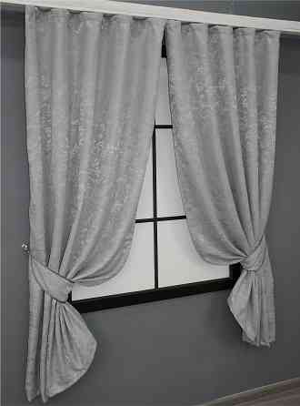 Комплект коротких штор VR-Textil Льон мармур Pavliani № 1179ш Сірий 130х170 см 2 шт (35-0067) Київ