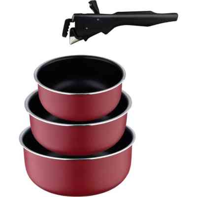 Ківш Bergner Click &amp; cook, набір зі знімною ручкою 16/18/20 см, 4 предмети (BG-31608-RD) Вінниця