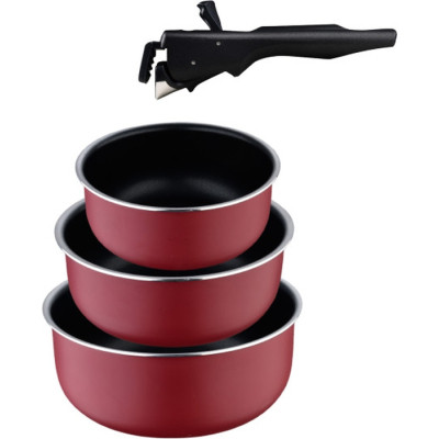 Ковш Bergner Click & cook, набір зі знімною ручкою 16/18/20 см, 4 предмети (BG-31608-RD) Винница - изображение 1