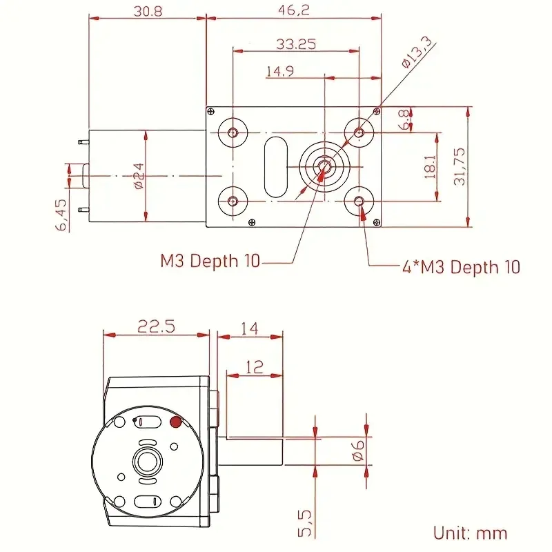 Мотор JGY-370 з червячним редуктором, 12В, 100 об/мин Київ - фото 4