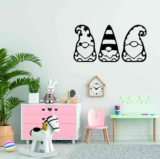 Декоративное настенное Панно «Гномики» Декор на стену 90*55 см-3шт, Черный Киев