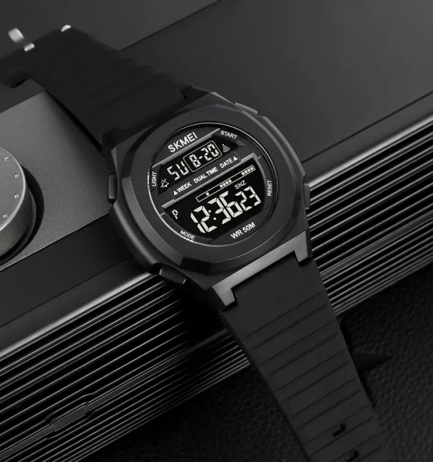 Годинник чоловічий спортивний Skmei 1821 (Чорні з чорним циферблатом) Київ - фото 5