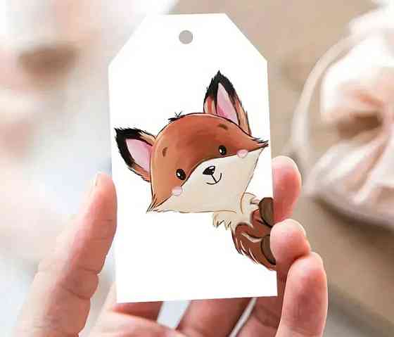 Подарочные бирки «Лисичка» 10 шт, 9×5 см + джутовый шнур 5 м Киев