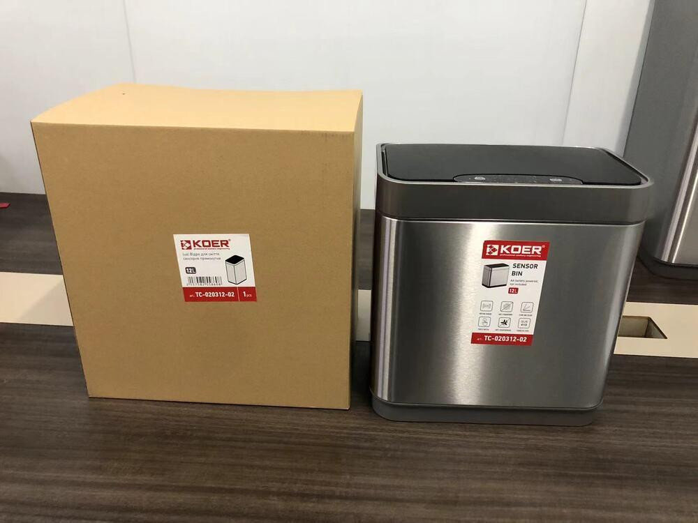 Відро для сміття сенсорне прямокутне Koer TC-020312-02 12 л колір нержавіюча сталь антипалець (KR5586) Чернівці - фото 9
