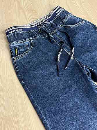 Джинсы женские LDM 0250 МОМ бананы резинка на поясе батал большие размеры синие, синий, 30, 30, 84 см, 110 см Киев