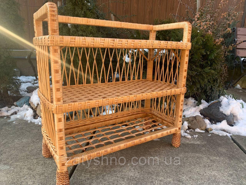 Полка для обуви из лозы на 3 яруса натурального цвета Киев - изображение 5