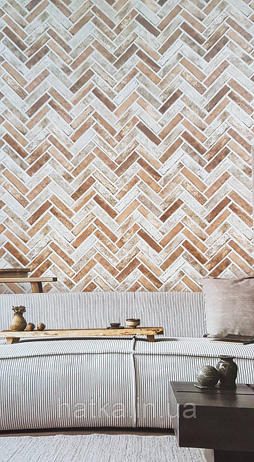 Шпалери вінілові на флізеліні AdaWall Roka 1.06х10 під паркет ялинкою структурні коричневі бежеві 23105-3 Київ - фото 1