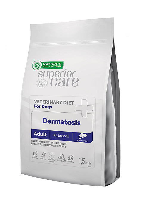 Nature's Protection Superior Care Veterinary Diet Dermatosis Salmon Adult All Breeds Сухий беззерновий корм для здоров'я шкіри, шерсті собак Київ - фото 1