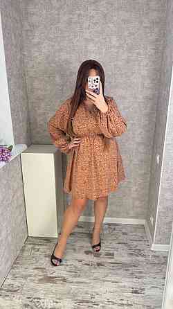 Женское стильное, романтичное, легкое платье из софта Оранжевый, 54/56 Одесса