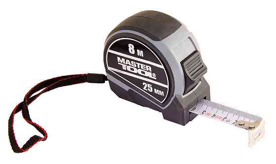 MASTERTOOL Рулетка MASTERTOOL 8 м×25 мм фіксатор полотна кнопка STOP нейлонове покриття металев Коломия