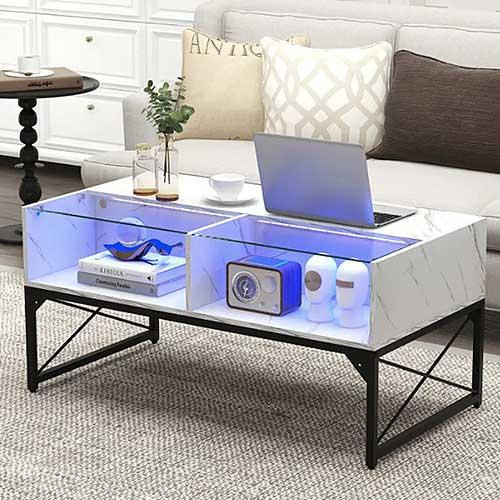 Журнальный столик Moderne кофейный маленький современный с подсветкой в гостиную спальню комнату Киев - изображение 1