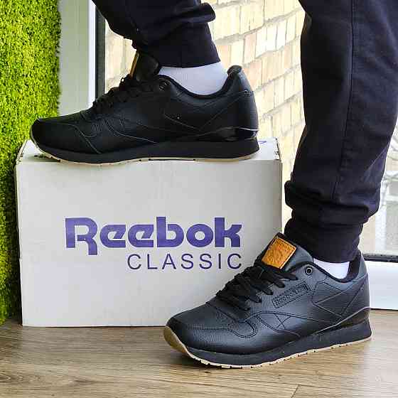 Чоловічі Термо Кросівки Reebok Classic Чорні Зимові Рибок Шкіряні (розміри: 45) - 76-2 Дніпро