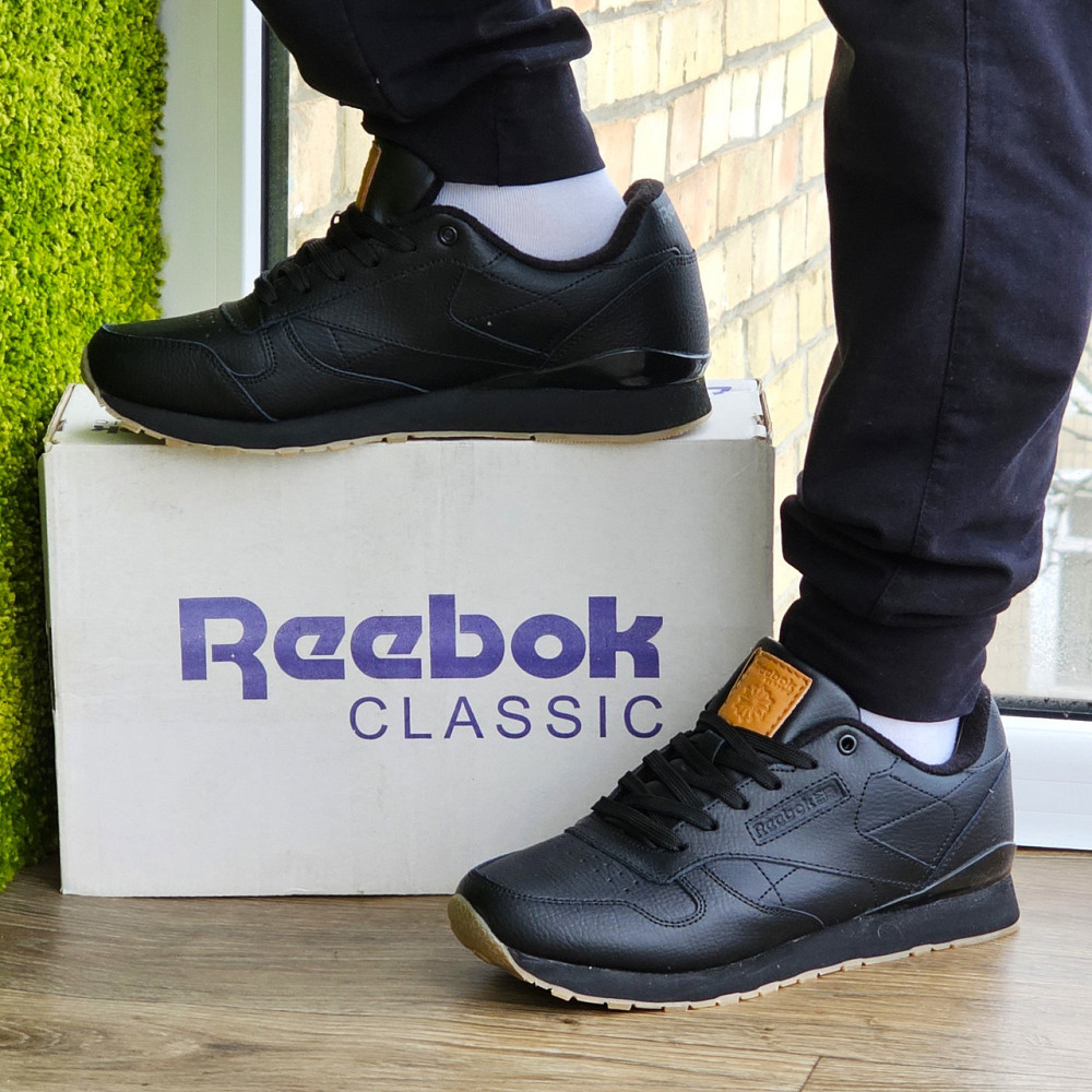 Мужские Термо Кроссовки Reebok Classic Чёрные Зимние Рибок Кожаные (размеры: 45) - 76-2 Днепр - изображение 1