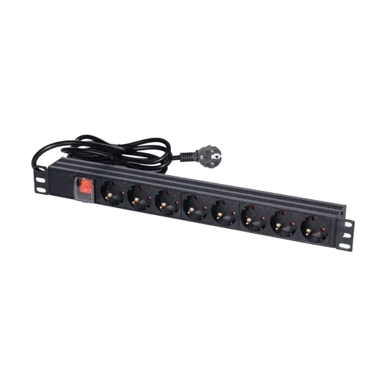 Блок розеток NVC-PDU/8M-16А Black для комутаційної шафи 19" на 8 розеток, з вимикачем (25-00073) Київ