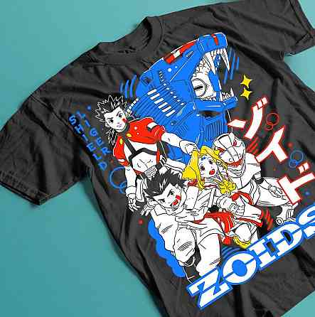 Футболка чоловіча з аніме принтом Зоід Гено Серіес Псйкхогено оверсайз (S/M/L) Чорний AnimeJ0029 Дніпро