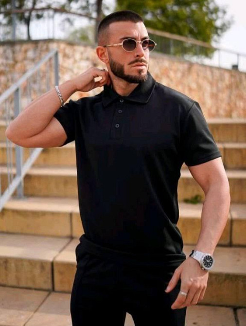 Чоловічий стильний повсякденний літній костюм трикотаж двонитка Чорний, 50/52 Одеса - фото 3