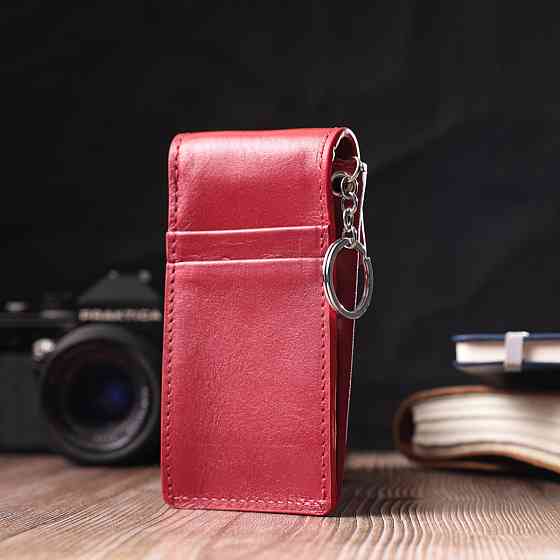 Яскрава жіноча ключниця футляр із натуральної шкіри GRANDE PELLE 22569 Червоний Київ