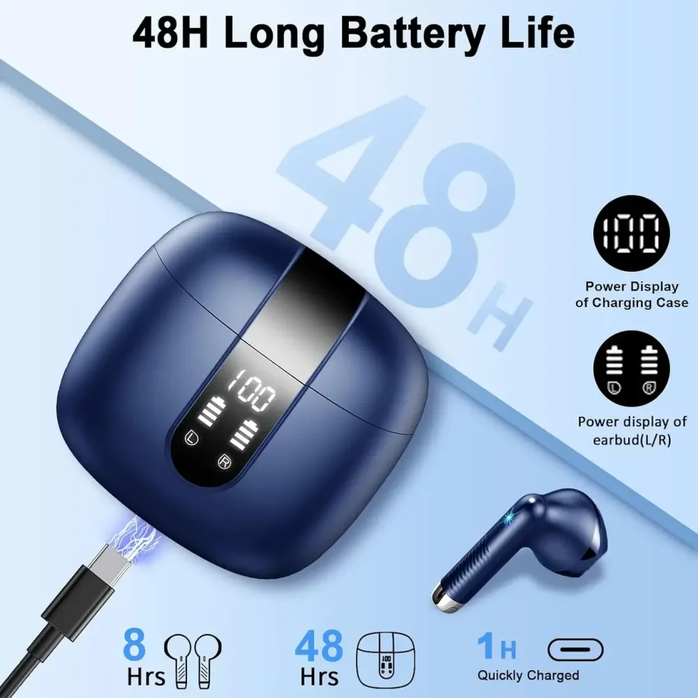 Bluetooth навушники Drsaec J55 TWS Bluetooth 5.3, ENC 4 мікрофони, IPX7, LED дисплей, до 48 годин автономності, Type-C Київ - фото 10