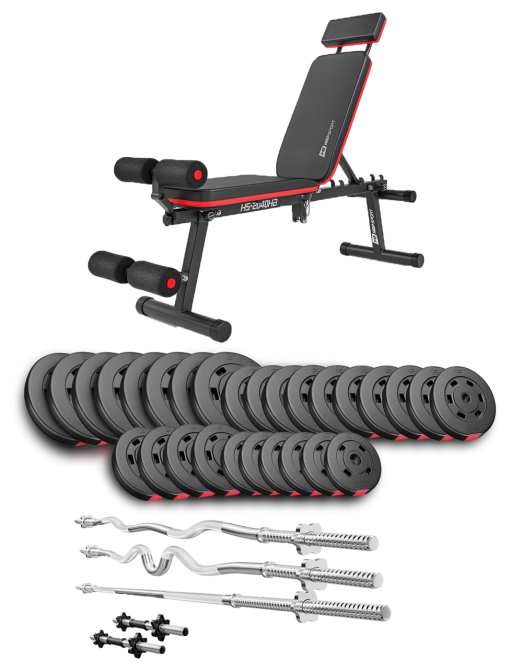 Набір Hop-Sport Premium 173кг з лавою HS-1035, штангами та гантелями Киев - изображение 2