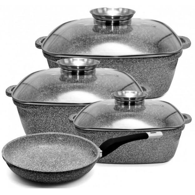 Набір посуду з мармуровим покриттям для дому, Набір кухонний мармуровий кухонний гранітний ZH-55 Івано-Франківськ - фото 4