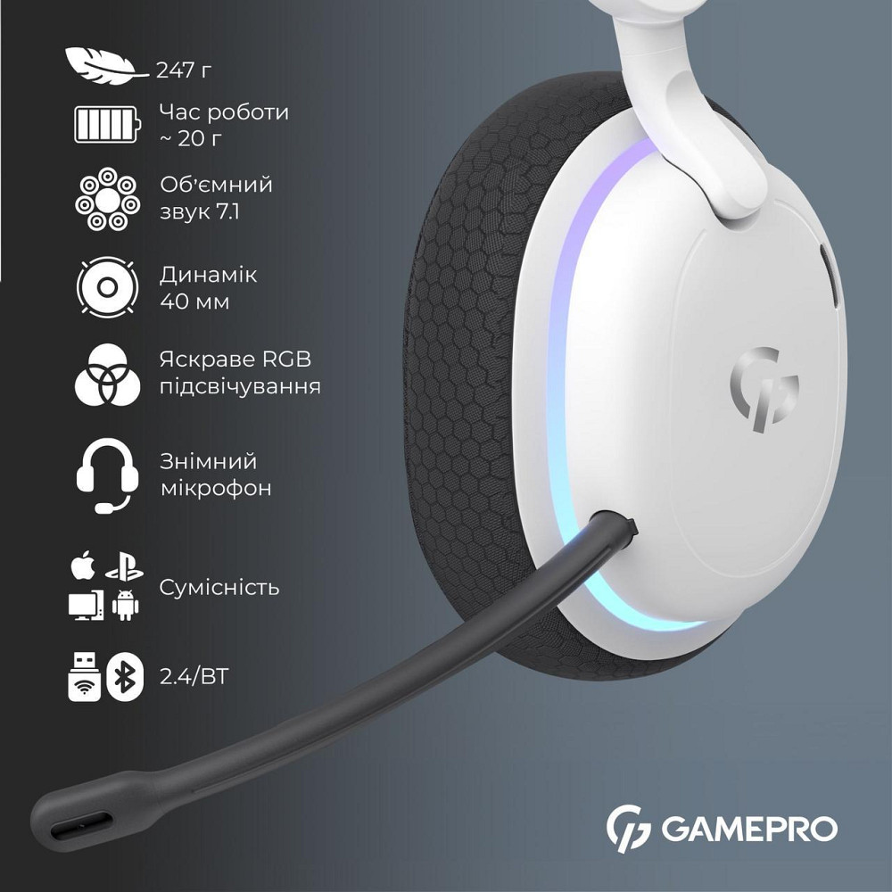 Гарнітура GamePro Asgard Bragi White (HSW250W) ( Білий ) Харків - фото 14