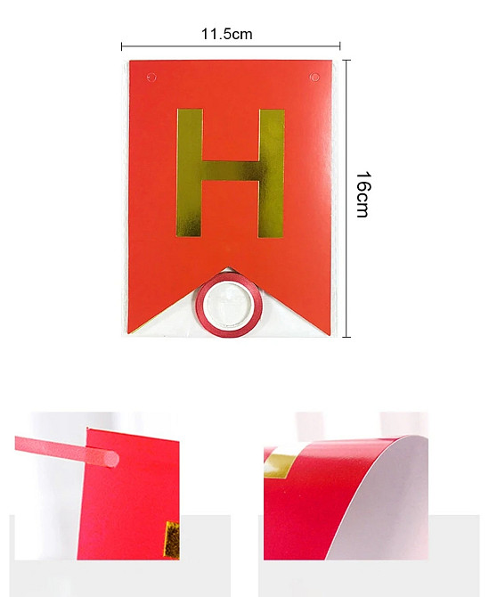 Гірлянда червона прапорці happy birthday 2,8 м, гірлянда прапорці на день народження, розтяжка день народження Київ - фото 2