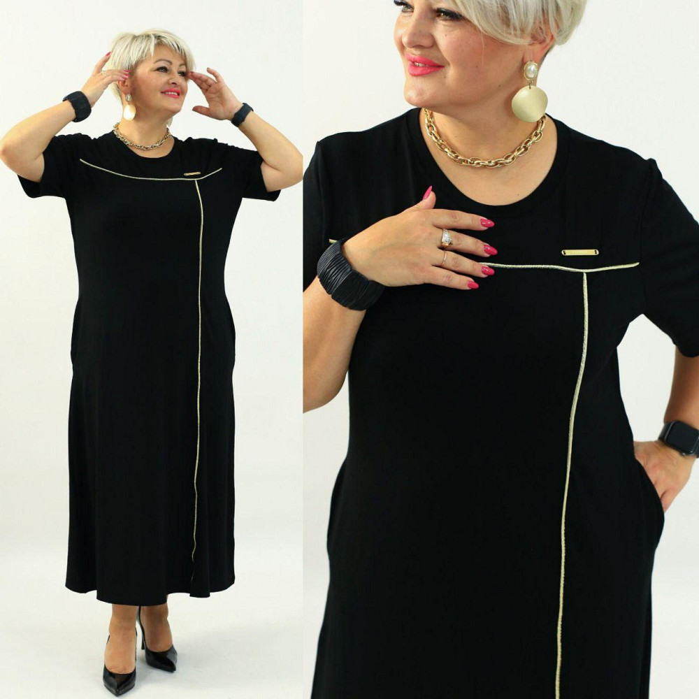 Женское длинное базовое платье батал турецкая вискоза Одесса - изображение 2