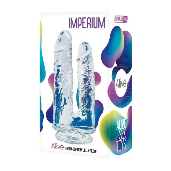Прозорий фалоімітатор Alive Imperium Jelly Dildo для подвійного проникнення Львів