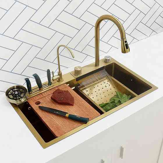 Кухонна раковина водоспад Willda, кухонна мийка водоспад ручної роботи 75х46х22 (957605991) Київ