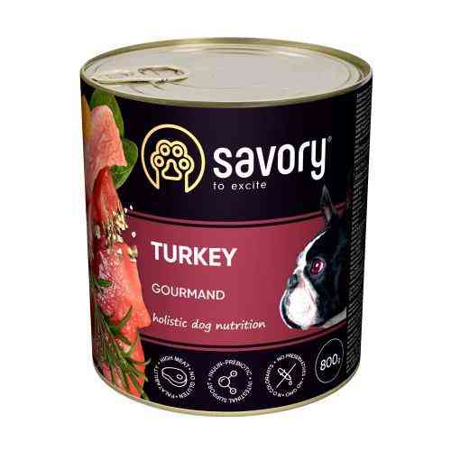 Вологий корм Savory для дорослих собак усіх порід, з індичкою, 800 г Київ