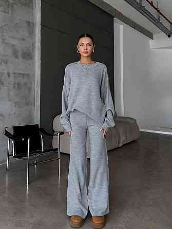 Жіночий затишний базовий костюм двійка з турецької ангори-кашемір Сірий, 46/48 Одеса