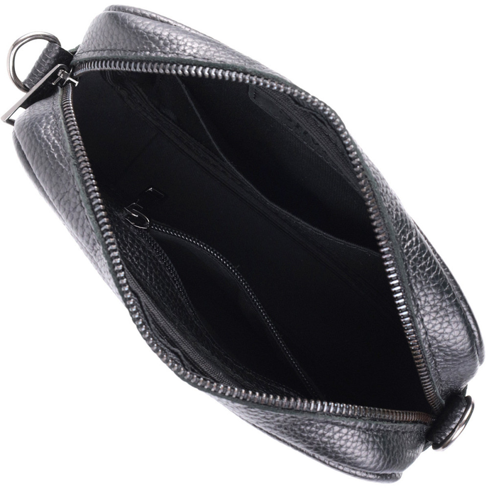 Класична сумка крос-боді із зернистої натуральної шкіри Shvigel 22842 Чорна Київ - фото 7