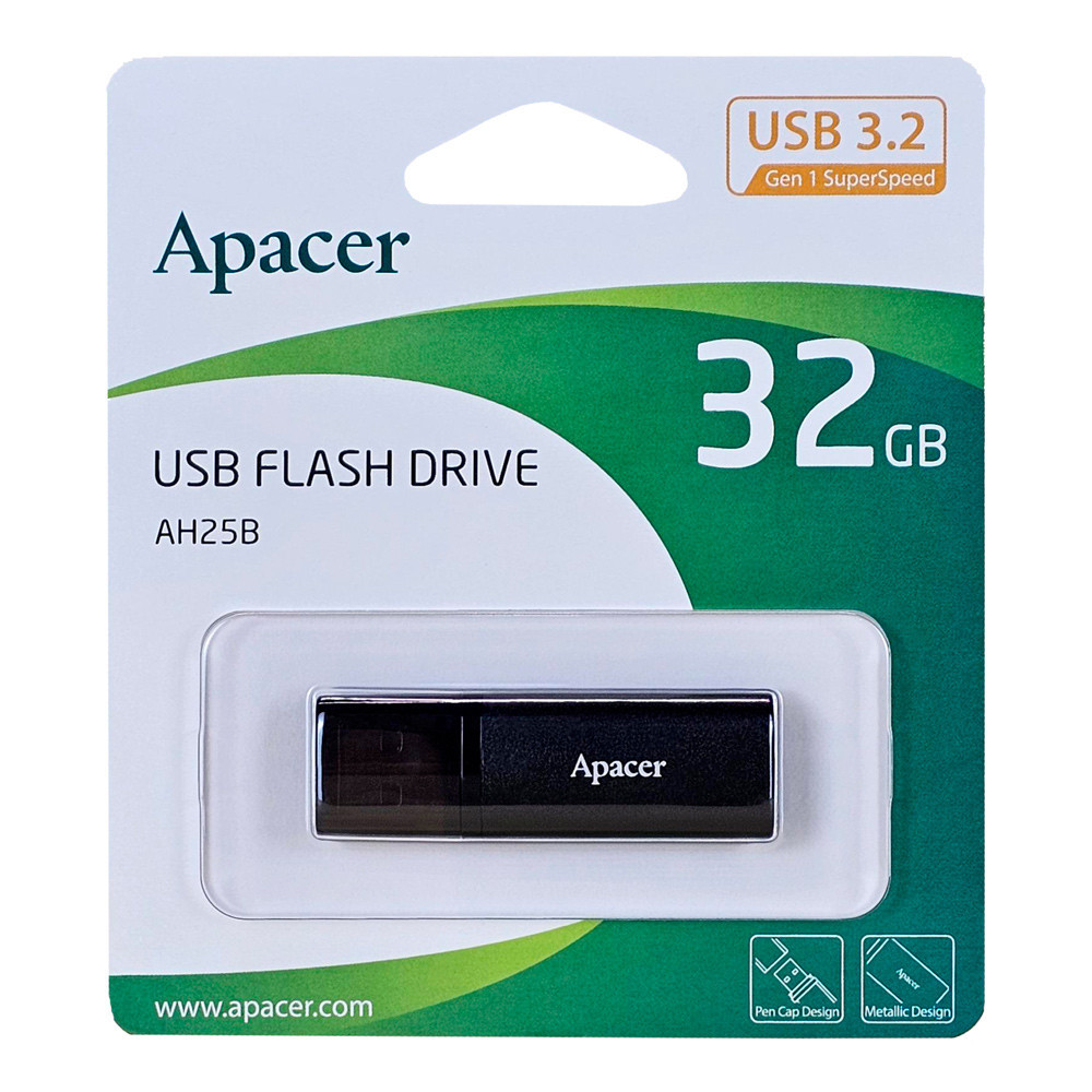 Флешка Apacer USB накопичувач 3.1 AH25B 32Gb, колір чорний AP32GAH25BB-1 Одеса - фото 2