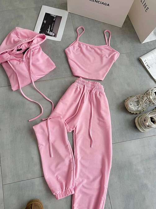 Жіночий повсякденний костюм трійка: кофта топ і штани двонитка Одеса - фото 2