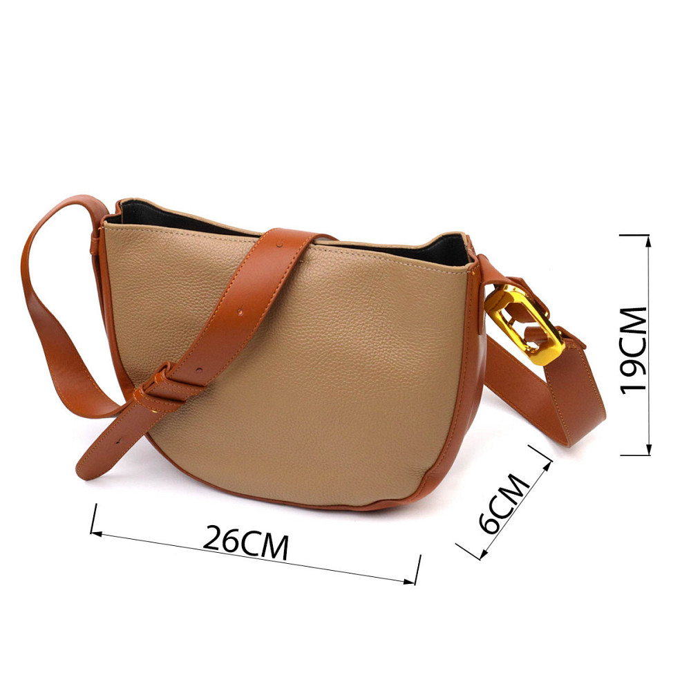 Полукруглая сумка кросс-боди из натуральной кожи 22092 Vintage Бежевая Киев - изображение 3