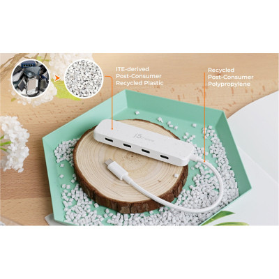 Концентратор J5create USB-C to 4xUSB-C 3.2 10Gbps white (JCH345EW-N) Винница - изображение 3
