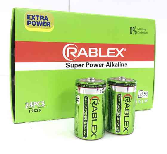 Батарейка Rablex лужні LR20/ техніка/D/1.5V/2шт (120 шт./яск) Київ