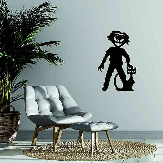 Декоративне настінне Панно «Сілует дітей. Гелловін», Декор на стіну 90*57 см, Чорний Київ