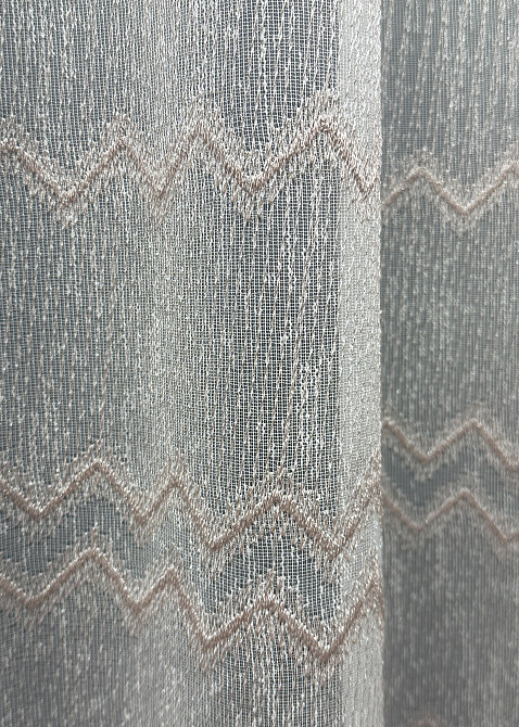 Тюль VR-Textil 1621т Льон з вишивкою і люрексом колір молочний з пудровим 300х270 см (42-0575) Київ - фото 7