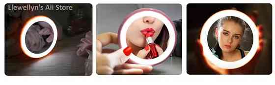 Маленькое Led зеркало для макияжа на батарейках 9 см розовый Киев