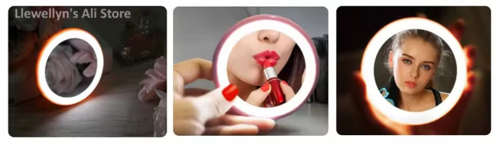 Маленькое Led зеркало для макияжа на батарейках 9 см розовый Киев - изображение 3