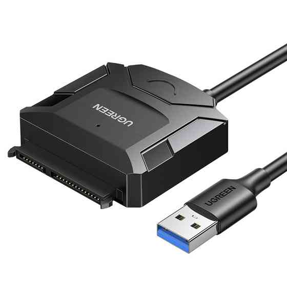 Перехідник USB 3.0 Type-A --> SATA III (F) + DC Adapter, CR108 UGREEN чорний Вінниця
