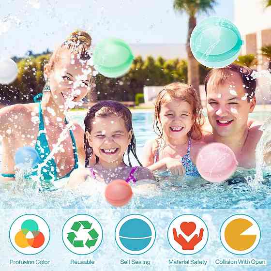 Водяные шарики kakoushuiqiu002-B розовые/оранж/голубые/синие/зеленые/желтые 36 шт многоразовые силиконовые Киев