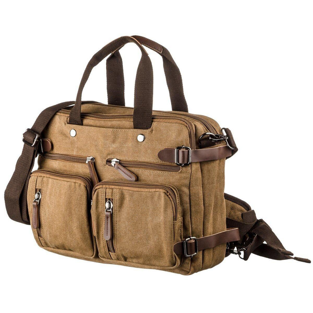 Сумка-трансофрмер текстильная большая Vintage 20152 Песочная Киев - изображение 7