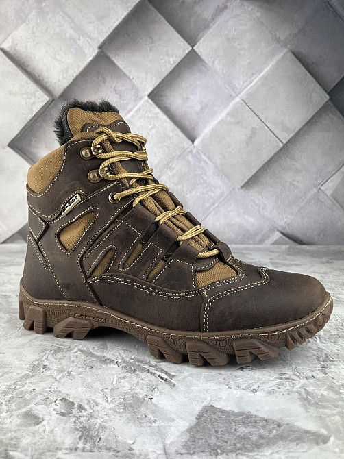 Тактические мужские зимние ботинки коричневые водонепроницаемые ботинки на меху прошиты и проклеены WAR Львов - изображение 3